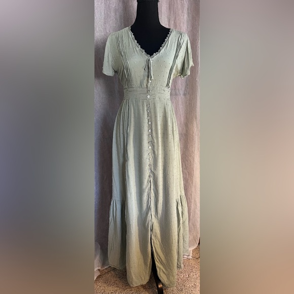 Lulus Dresses & Skirts - Lulu's Sage Green Maxi Dress with Button Front